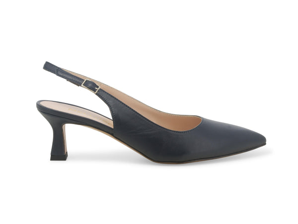 Melluso Décolleté Estivo Made in Italy Tacco Medio Tomaia Pelle Blu D166W-234879